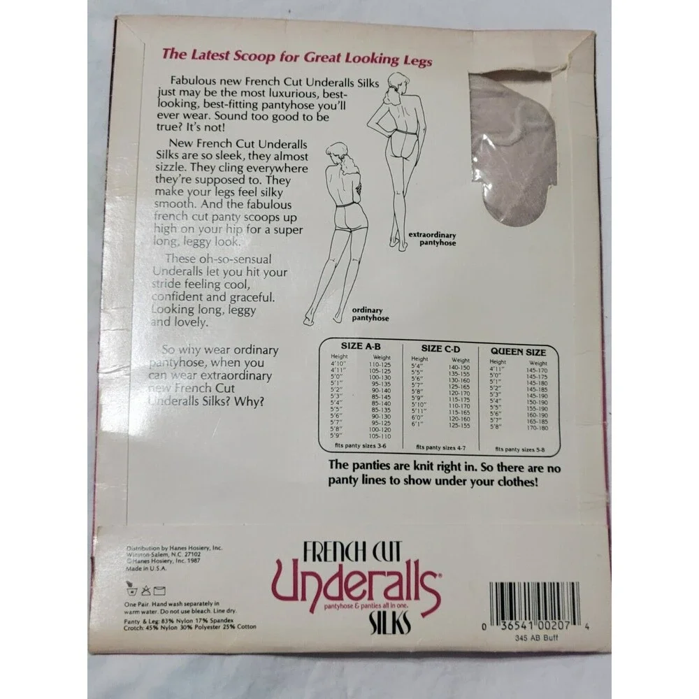 Vintage Hanes French Cut Underalls Silks Pantyhose & Panties Size A-B Buff